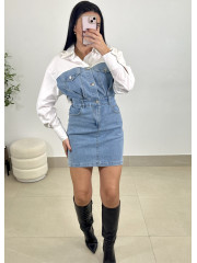 Vestido denim combinado camisa