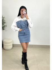Vestido denim combinado camisa