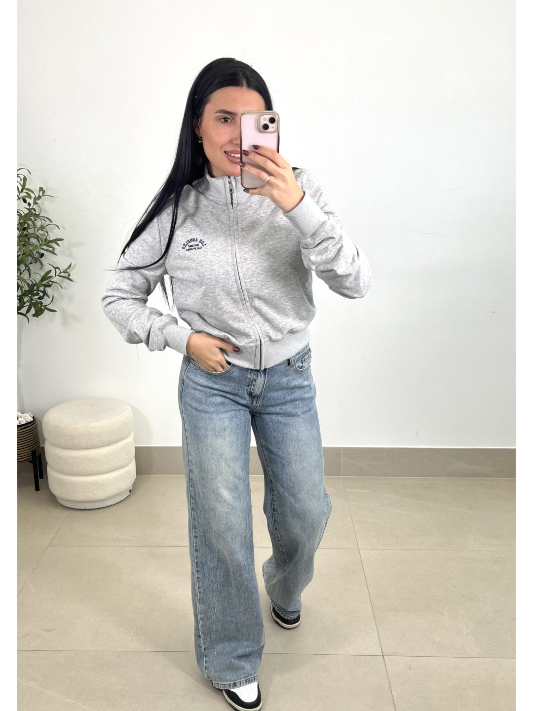 Sudadera cremallera los angeles gris