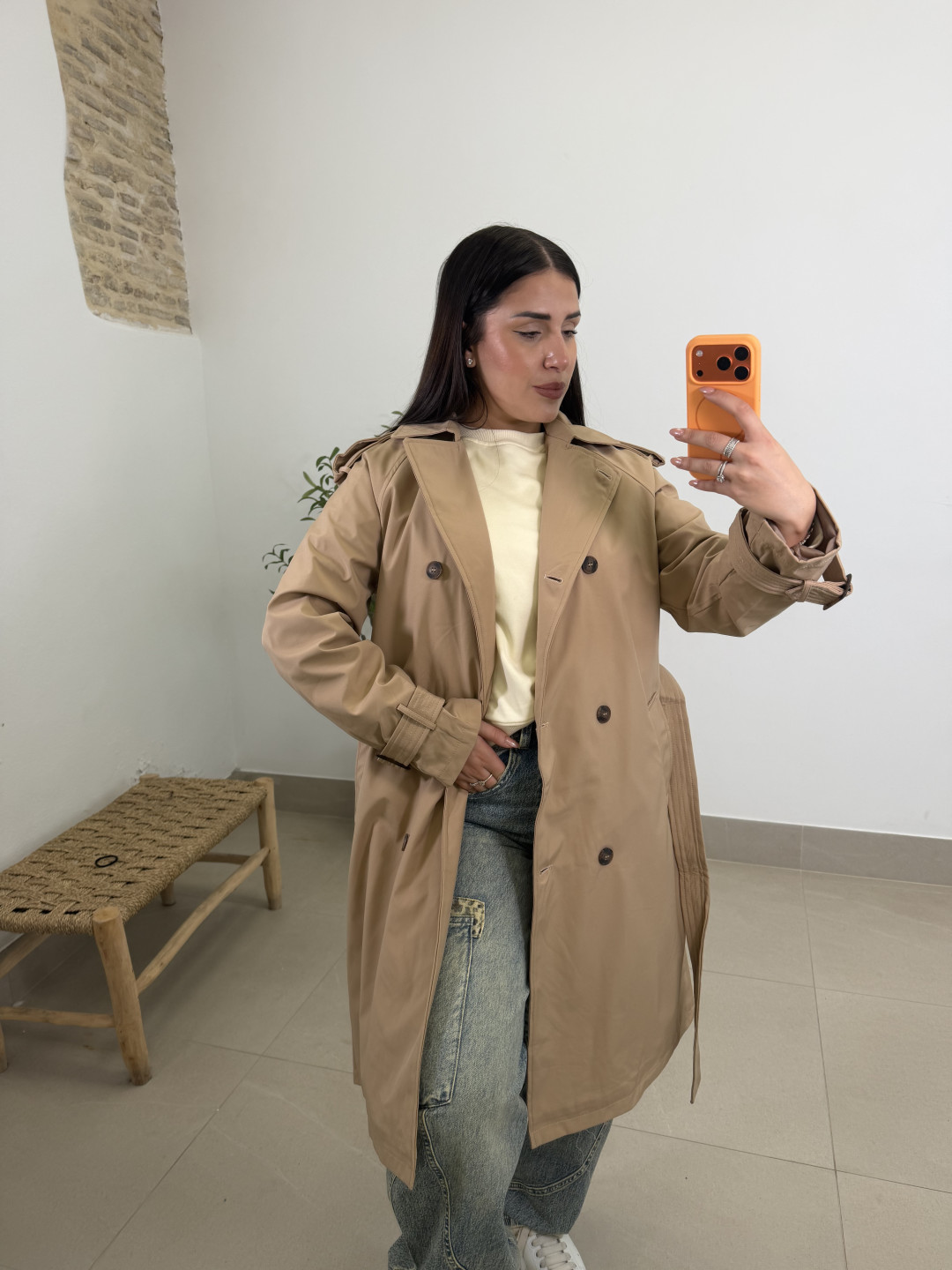 Gabardina basica camel