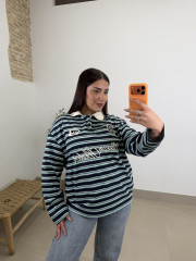 Polo rayas 1987 azul/verde agua