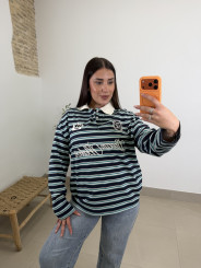 Polo rayas 1987 azul/verde agua