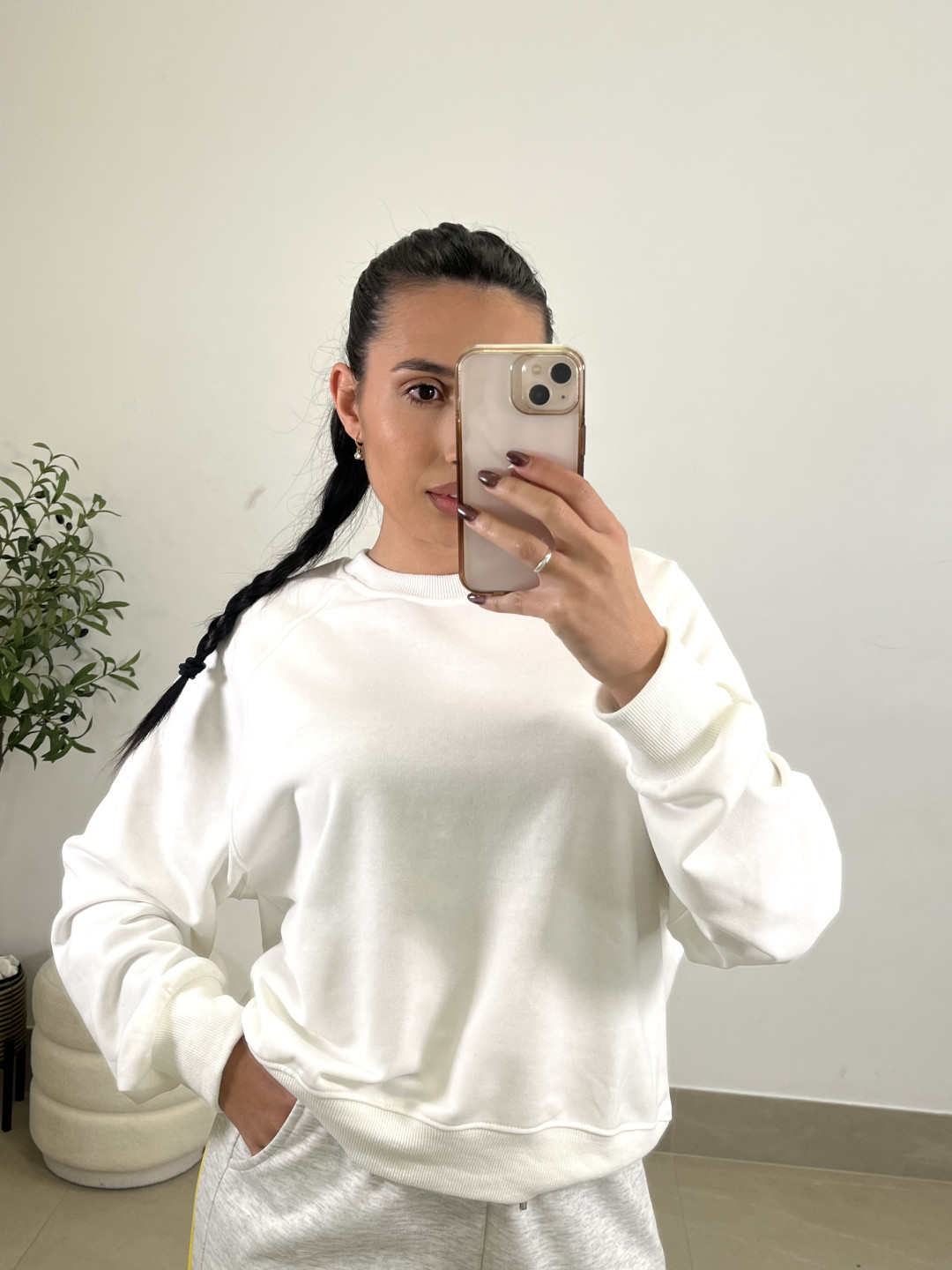 Sudadera basica Minerva blanca