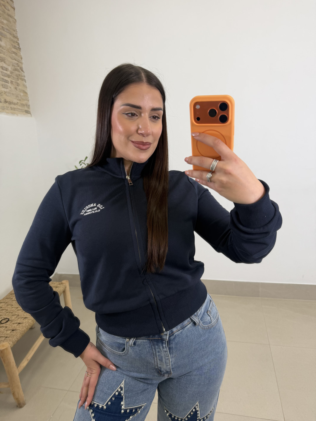 Sudadera cremallera los angeles  azul marino