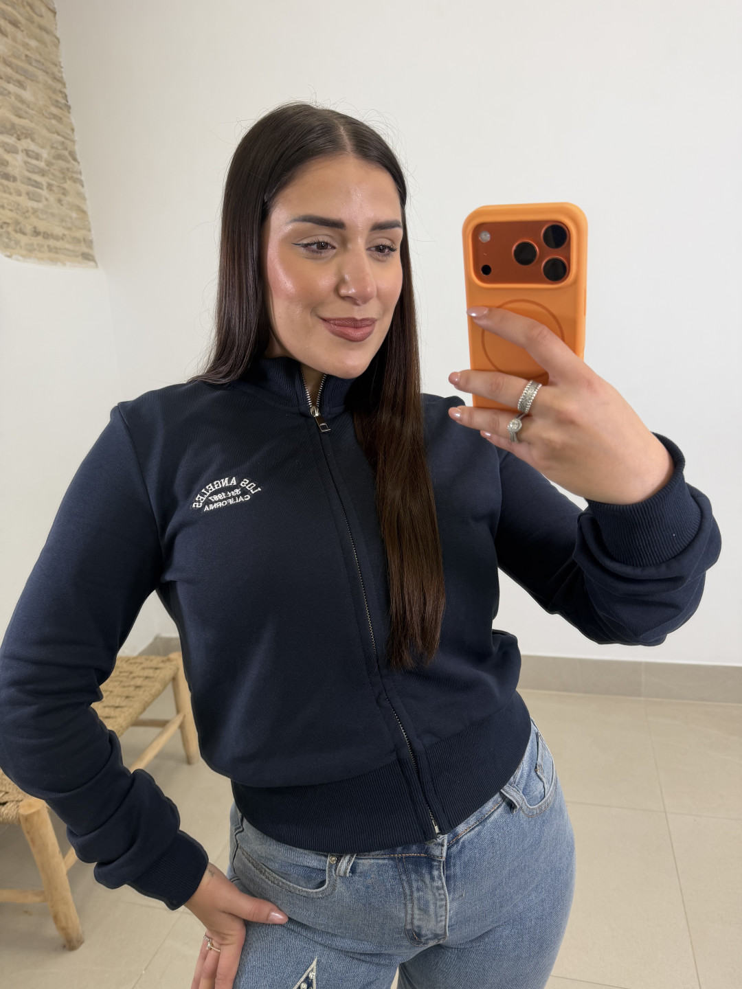 Sudadera cremallera los angeles  azul marino