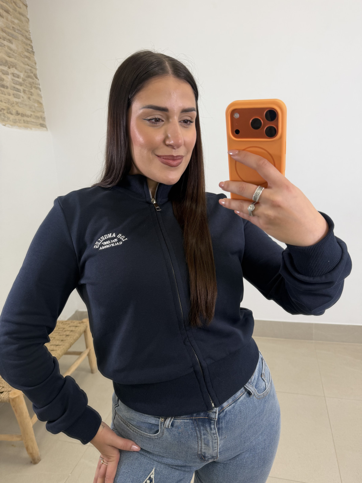 Sudadera cremallera los angeles  azul marino