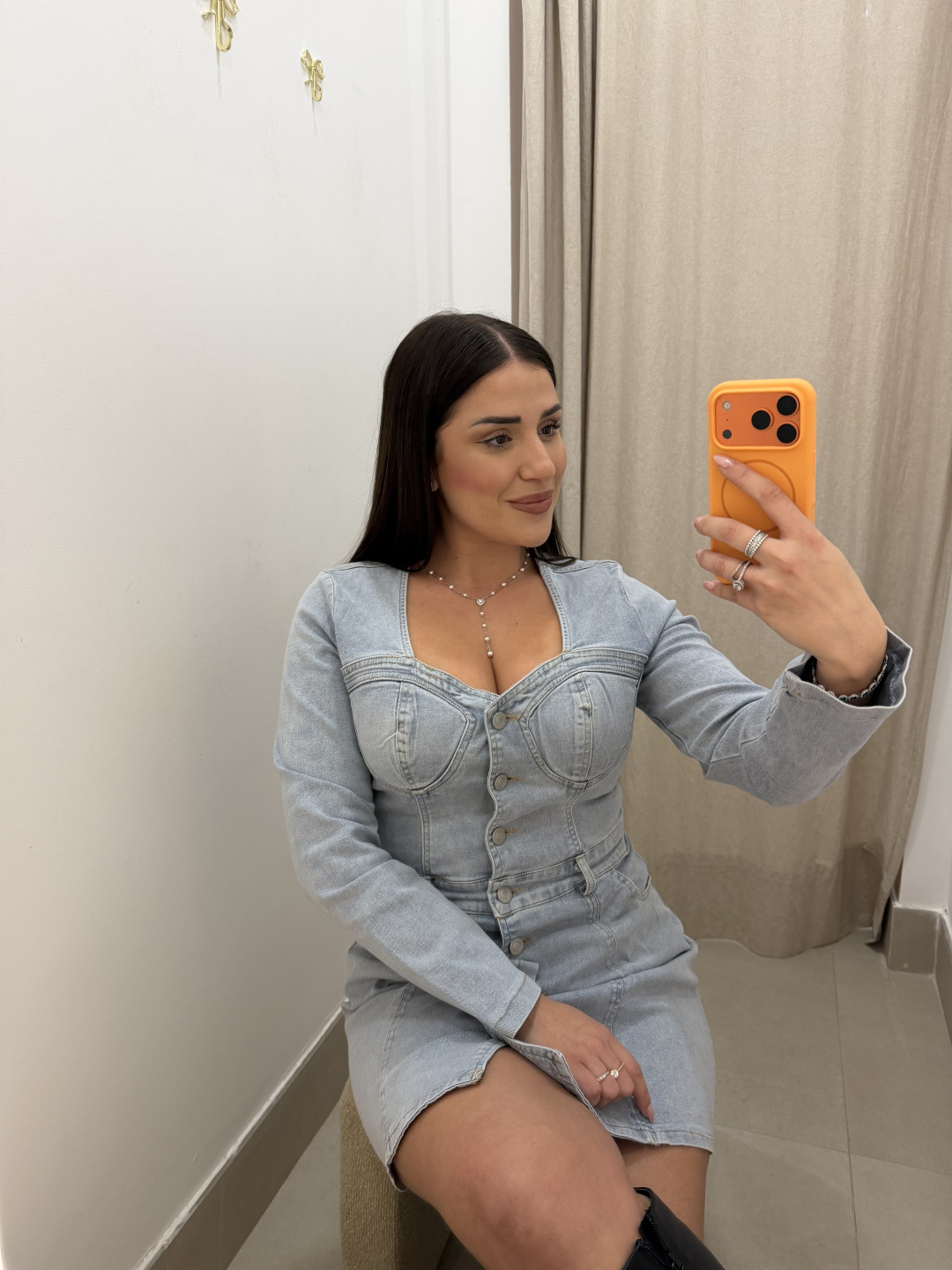 Vestido vaquero escote corazon