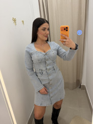 Vestido vaquero escote corazon