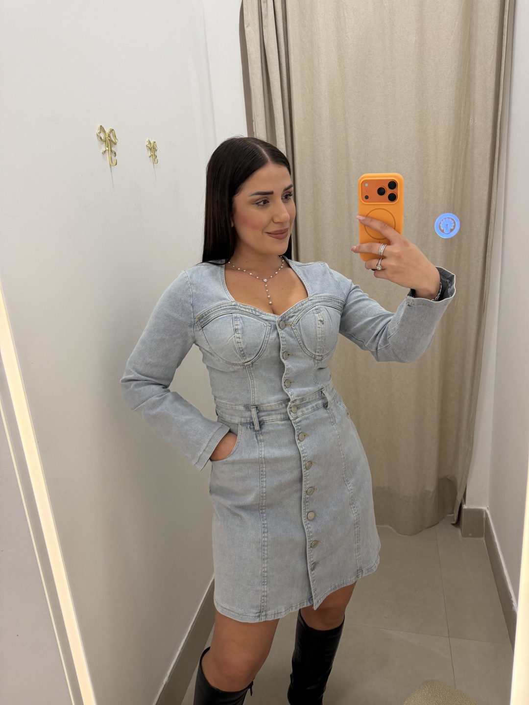 Vestido vaquero escote corazon