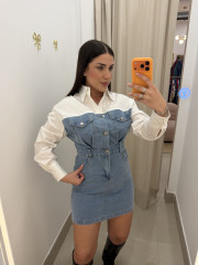 Vestido denim combinado camisa