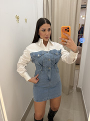 Vestido denim combinado camisa