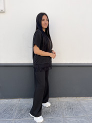 TOTAL LOOK MANGA CORTA COMBINADO LENCERO negro