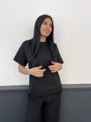 TOTAL LOOK MANGA CORTA COMBINADO LENCERO negro