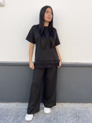 TOTAL LOOK MANGA CORTA COMBINADO LENCERO negro