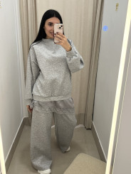 CONJUNTO COMBINADO ENCAJE ASIMETRICO gris