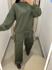 CONJUNTO COMBINADO ENCAJE ASIMETRICO verde