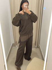 CONJUNTO COMBINADO ENCAJE ASIMETRICO marrón chocolate