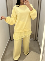 CONJUNTO COMBINADO ENCAJE ASIMETRICO amarillo