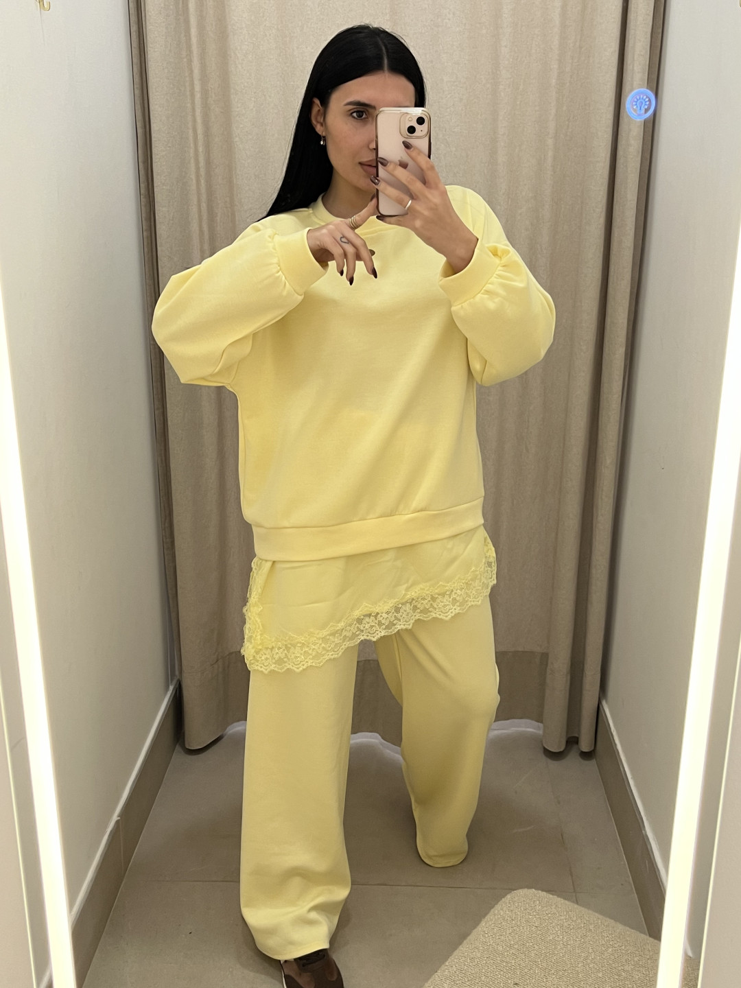 CONJUNTO COMBINADO ENCAJE ASIMETRICO amarillo