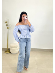 BLUSA EFECTO CORSE celeste