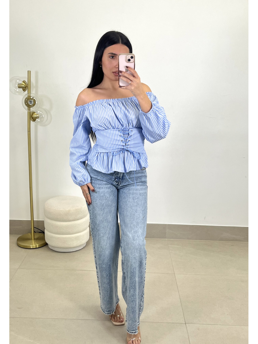 BLUSA EFECTO CORSE azul