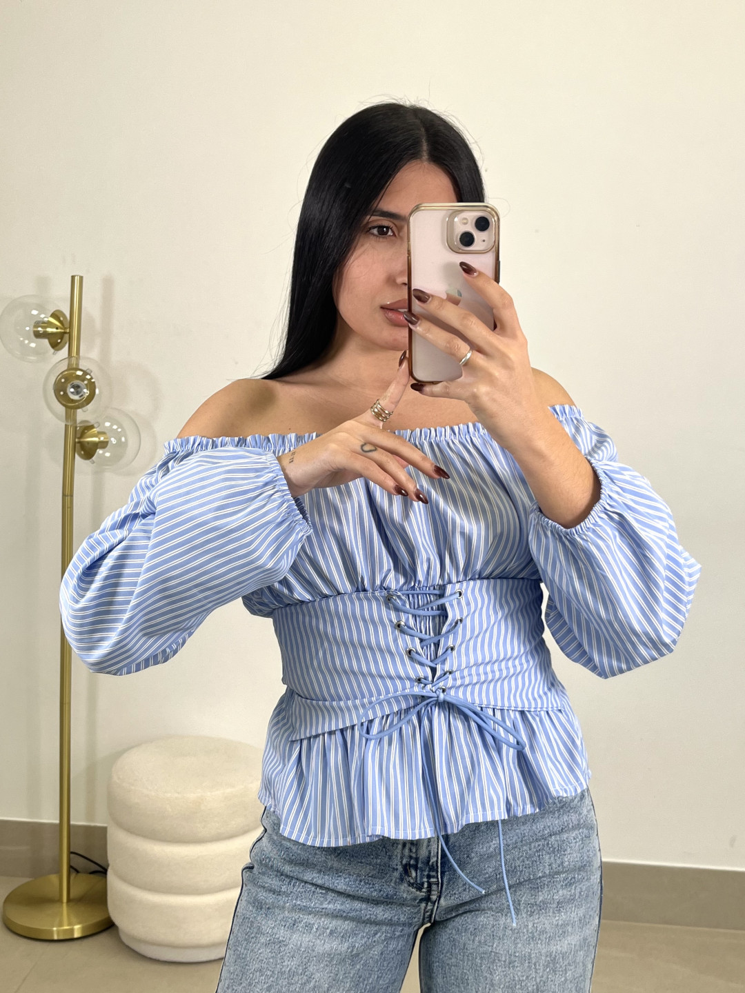 BLUSA EFECTO CORSE azul