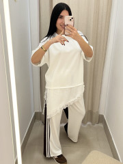 PANTALON RAYA LATERAL ANIMAL PRINT blanco