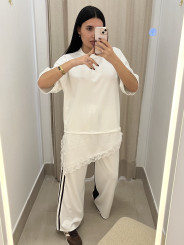 PANTALON RAYA LATERAL ANIMAL PRINT blanco