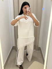 PANTALON RAYA LATERAL ANIMAL PRINT blanco