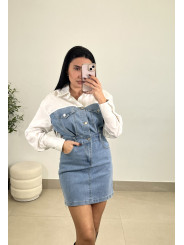 Vestido denim combinado camisa