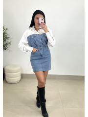 Vestido denim combinado camisa