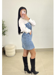 Vestido denim combinado camisa