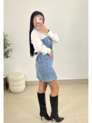 Vestido denim combinado camisa