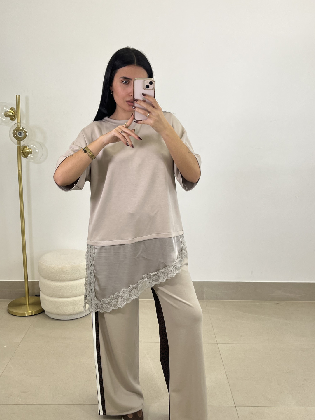 PANTALON RAYA LATERAL ANIMAL PRINT topo