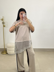 PANTALON RAYA LATERAL ANIMAL PRINT topo