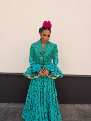 Vestido Coria turquesa con lunar