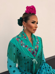 Vestido Coria turquesa con lunar