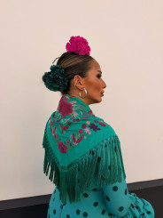 Vestido Coria turquesa con lunar