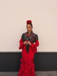 Vestido Sevilla rojo lunar tinto