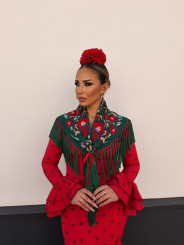 Vestido Sevilla rojo lunar tinto