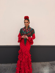 Vestido Sevilla rojo lunar tinto