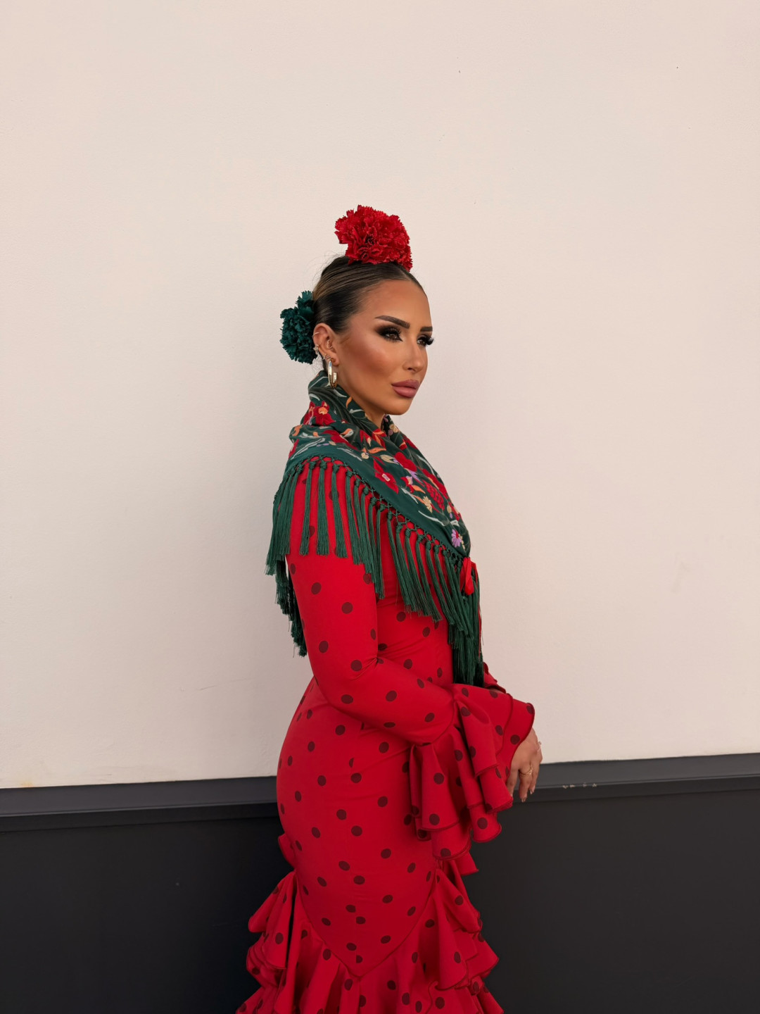 Vestido Sevilla rojo lunar tinto