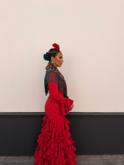 Vestido Sevilla rojo lunar tinto