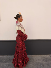 Vestido Sevilla tinto lunar rojo