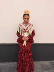 Vestido Sevilla tinto lunar rojo