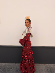 Vestido Sevilla tinto lunar rojo