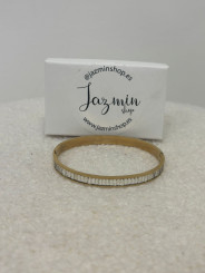 Brazalete dorado ancho detalle circonita