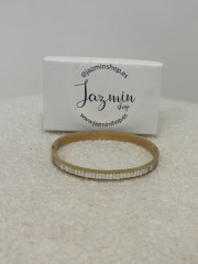 Brazalete dorado ancho detalle circonita