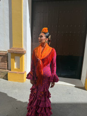 vestido sevilla bugambilla lunar naranja