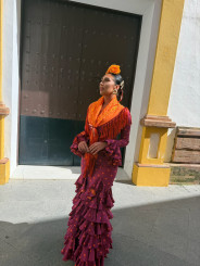 vestido sevilla bugambilla lunar naranja